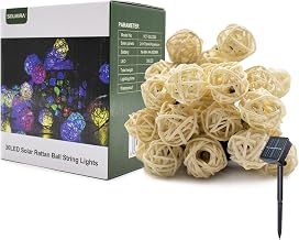 Outdoor LED Solar Lights, Rattan Ball Shape, 30 Color LEDs, 6M, 8 Modes, CE and RoHS Certified