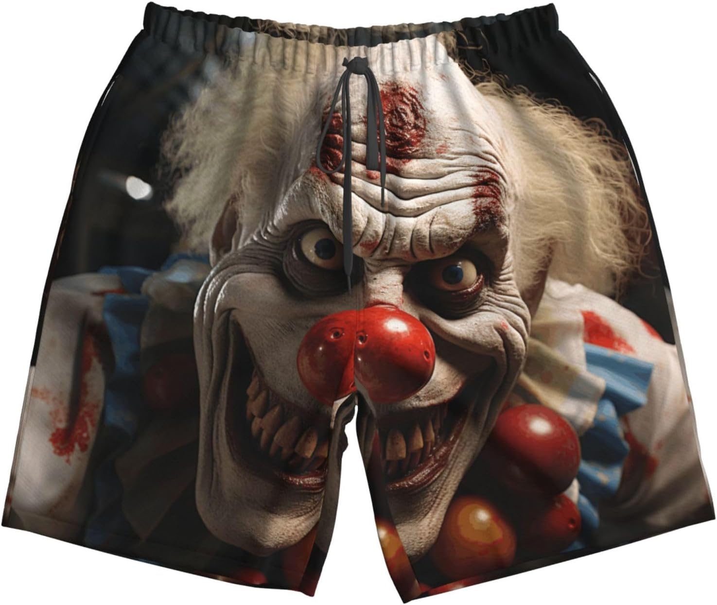 Funny Christmas Print Mens Casual Shorts Drawstring Summer Beach Stretch Shorts Novelty Swimtrunks White