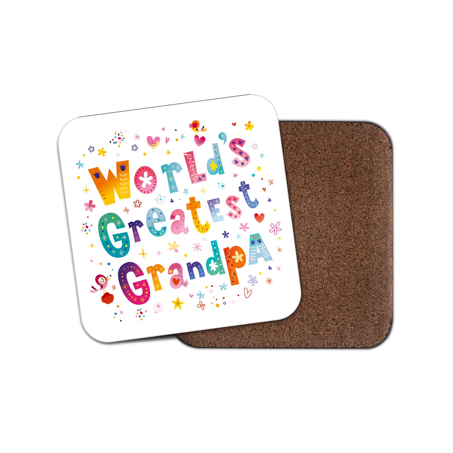 Destination Vinyl Ltd1 x Worlds Greatest Grandpa Coaster - Grandad Cute Pretty #29295
