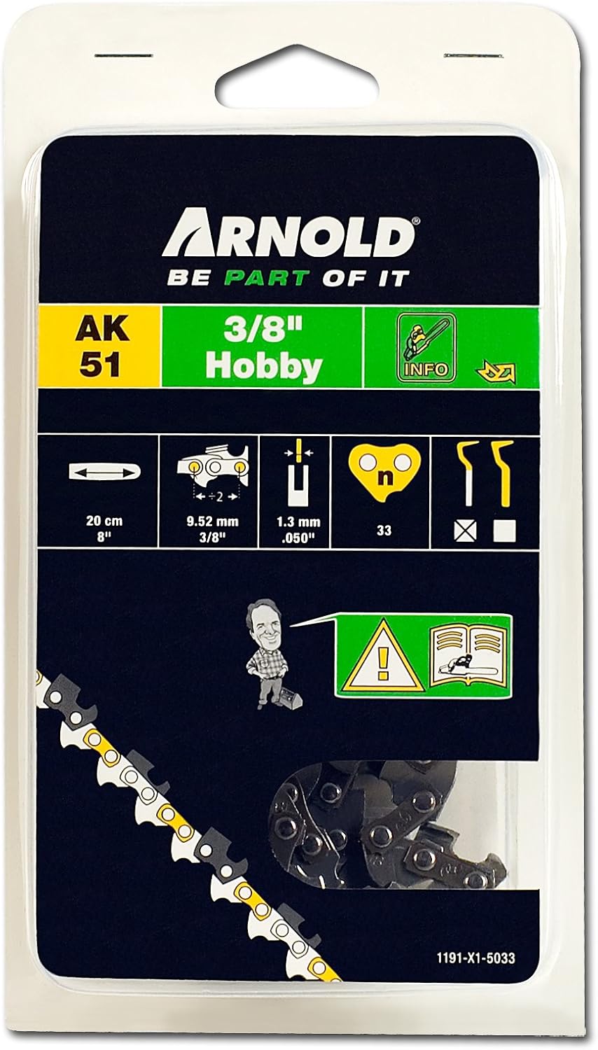 ARNOLD - Saw Chain 3/8 Inch Hobby 1.3 mm 33 Drive Links 20 cm Blade 1191-X1-5033