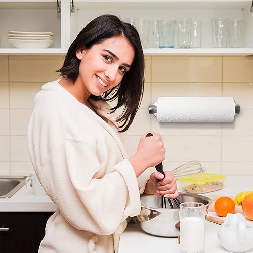 Miniatura 7 de Soporte de toalla de papel para montaje en pared con una sola mano, dispensador de toallas de papel montado debajo del armario para cocina, se monta