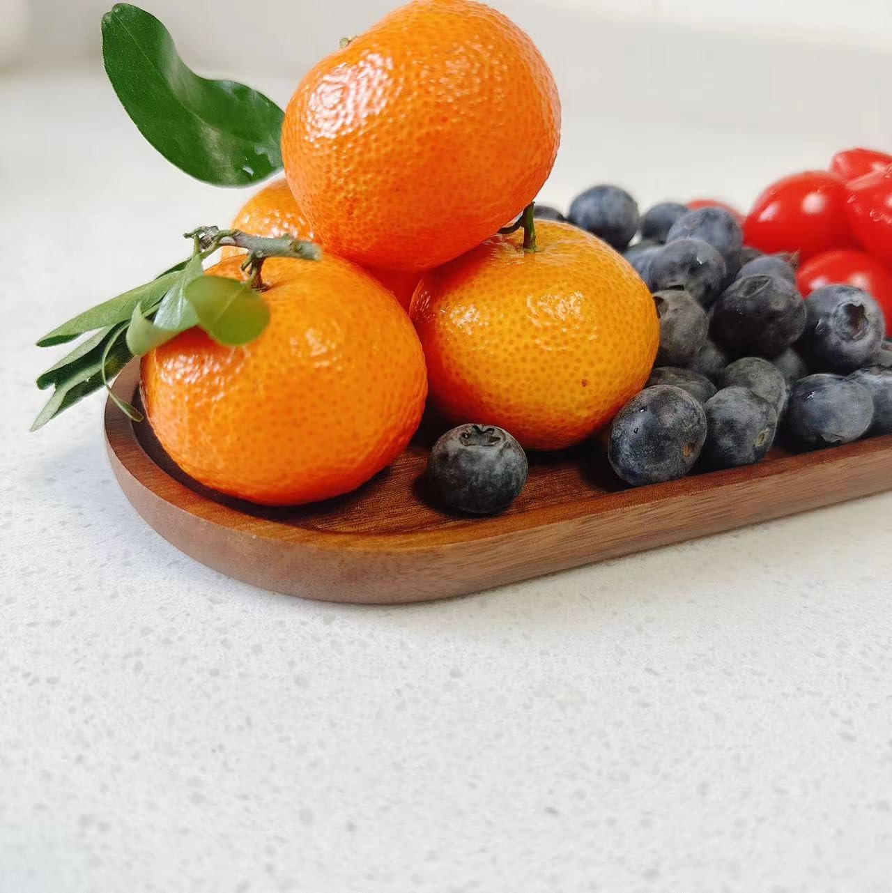Wooden Serving Platters and Trays,Natural Acacia Wood Serving Trays for Party Wood Plates for Food,Snack,Dessert,Appetizer,Cheese,Fruit,Cookie,Oval Bathroom Vanity Jewelry Tray Platter,11.4"X4.1"1PCS