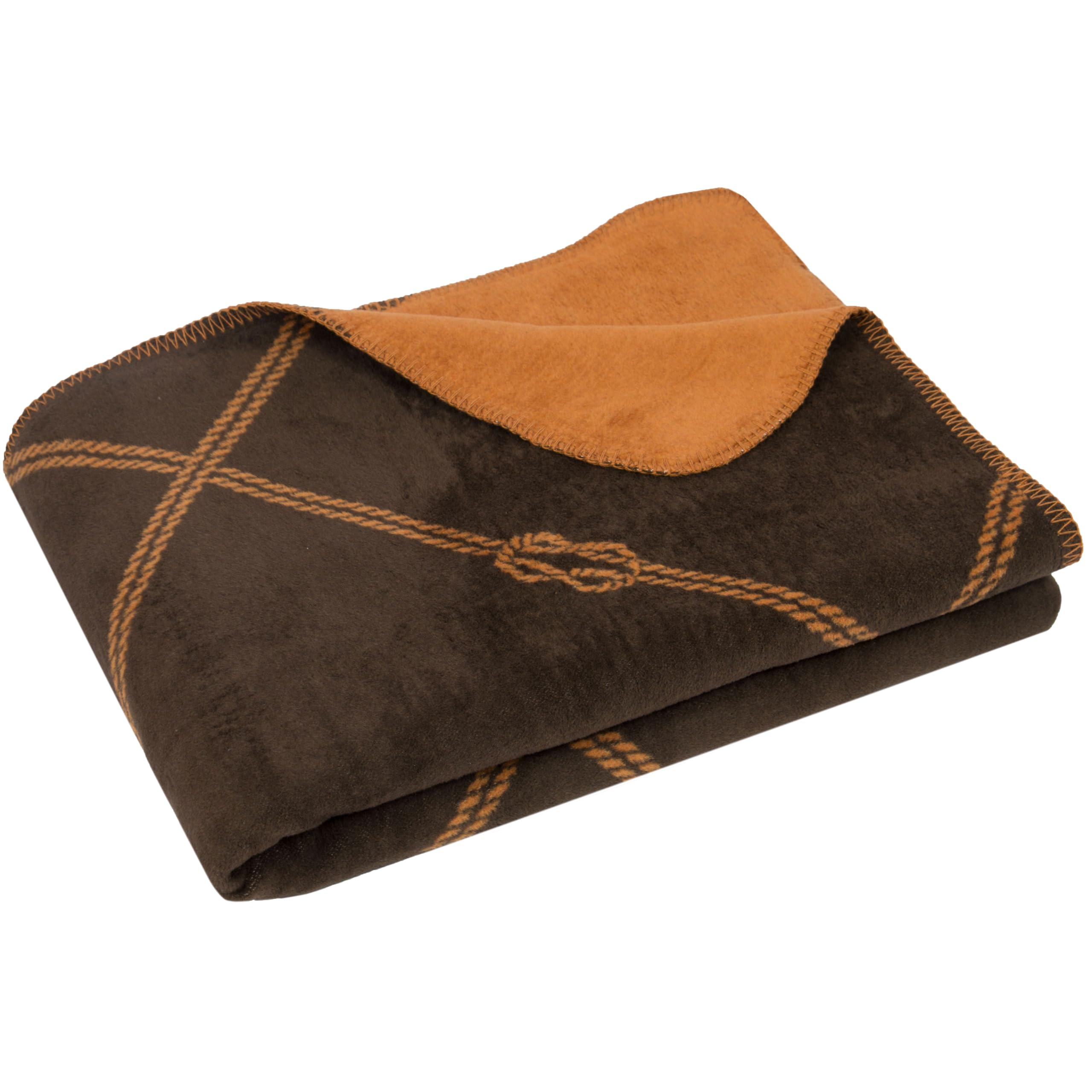 ZOLLNER Manta Grande para Cama y sofá 150x200 cm, 60% algodón, marrón Naranja
