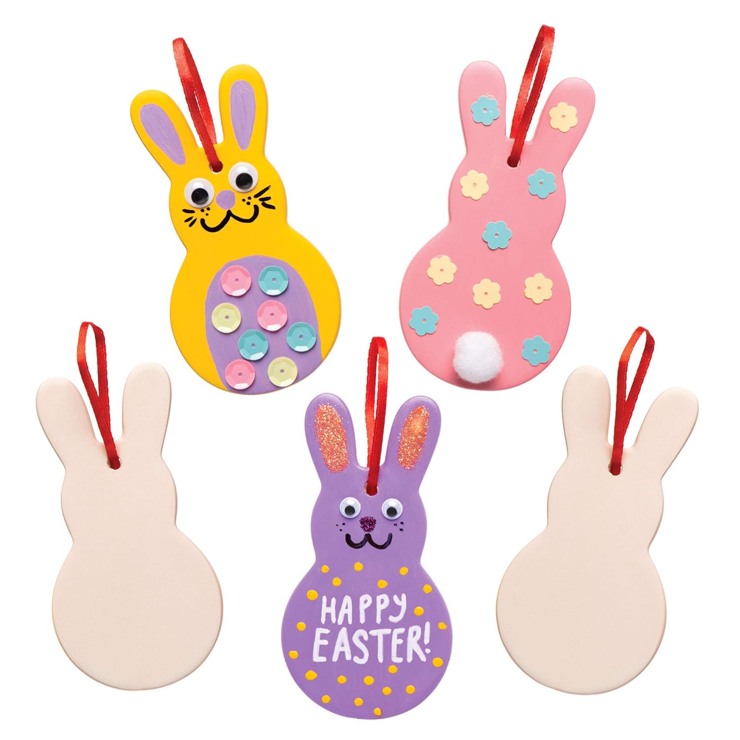 60% Off Discount Baker Ross AW136 Easter Bunny Decorations - Pack of 6, Ready to Paint Ceramics for Kids to Decorate and Display This Easter