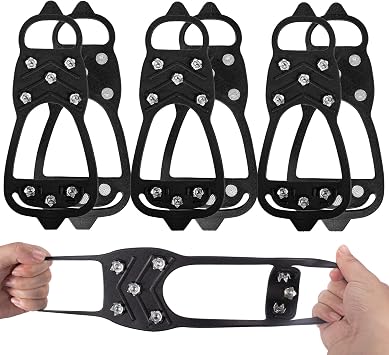 Sfee Crampons Ice Cleats for Shoes and Boots, Ice Cleats Snow Traction Grips, Anti-Slip Crampons for Shoes and Boots, Black