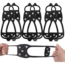 Sfee Crampons Ice Cleats for Shoes and Boots, Ice Cleats Snow Traction Grips, Anti-Slip Crampons for Shoes and Boots, Black