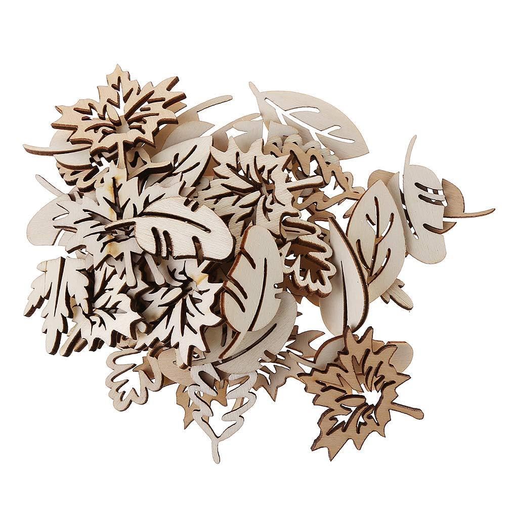 Tsophreniq 50Pcs Unfinished Craft Wood Slices Shaped Wood Cutouts for Painting Engraving Hanging Ornament Wedding Decoration Unfinished Box with Handle Flower Shape Cutouts Craft Discs Slices Beads