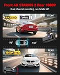 REDTIGER 4K Dash Cam Front and Rear, STARVIS 2 Sensor, Touch Screen 3.18", Voice Control, 20MB/s 5.8GHz WiFi 6 Car DashCam with 128GB Card, GPS, Night Vision, Emergency Lock, Parking Mode(F7N Touch)