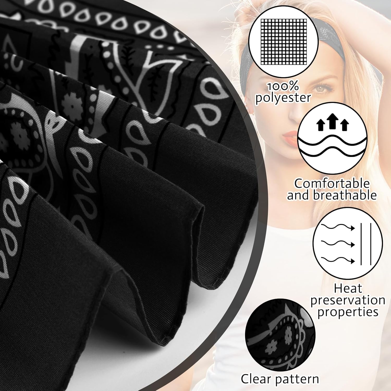 PLULON Bandanas Bulk Paisley Pattern for Women Men, Head Scarf Cowboy Bandana Neon Handkerchiefs Cycling Face Mask Boy Girls - Image 5