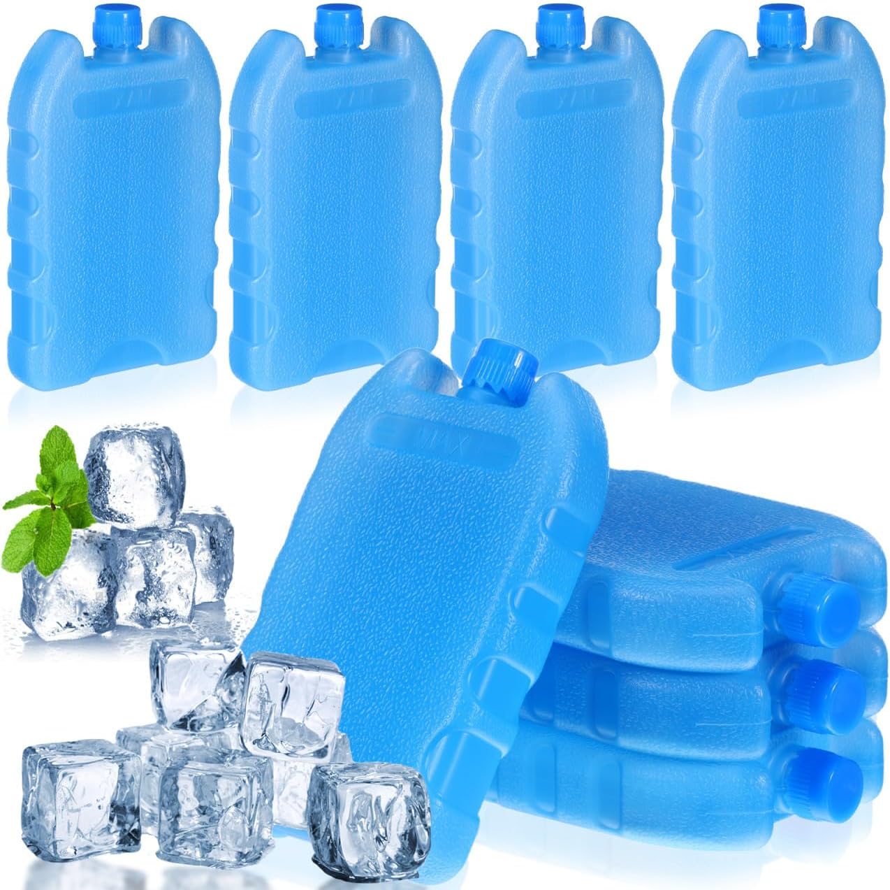 FOMIYES 8 Pack Reusable Ice Packs for Air Coolers, Medium Ice Blocks for Evaporative Cooler Water Tank, Cooling Fan, Lunch Bags, Cooler Boxes, Home Office and Camping
