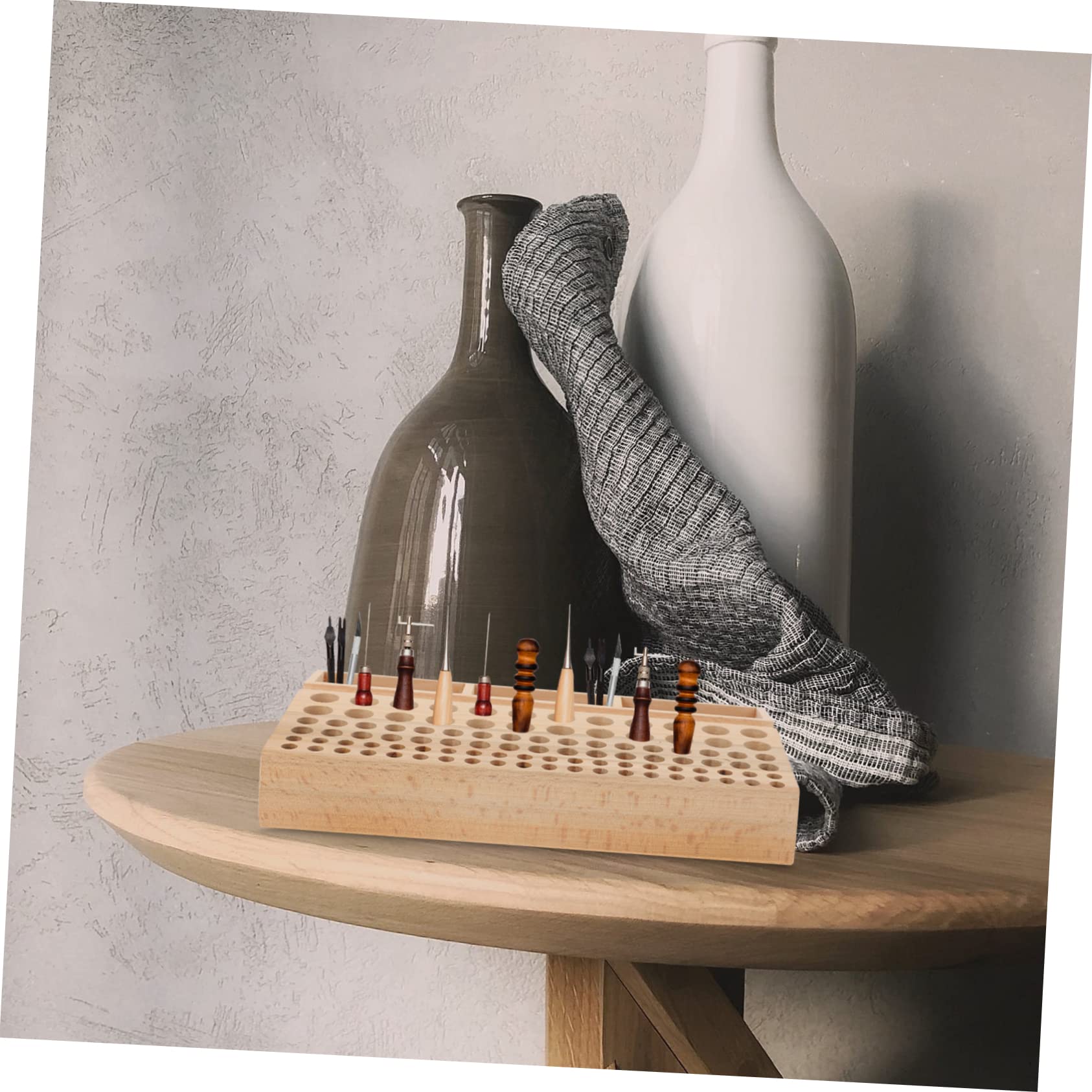 PLAFOPE Madera Organizador de Herramientas de Cuero Marrón para Artesanía