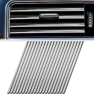 QOCO 20pcs Silvery Car Vent Outlet Trim,Decoration Strips Interior Moulding Universal Air Conditioner Outlet Trims Vehicle Personalise Decorate Accessories