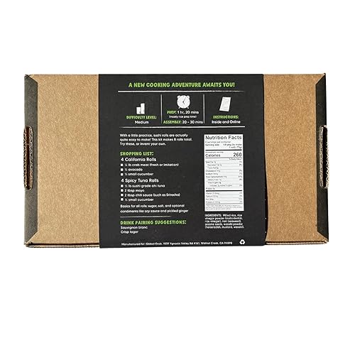 Miniatura 7 de Global Grub Kit de fabricación de sushi de bricolaje el kit de sushi incluye arroz de sushi algas marinas de sushi Nori vinagre de arroz en polvo