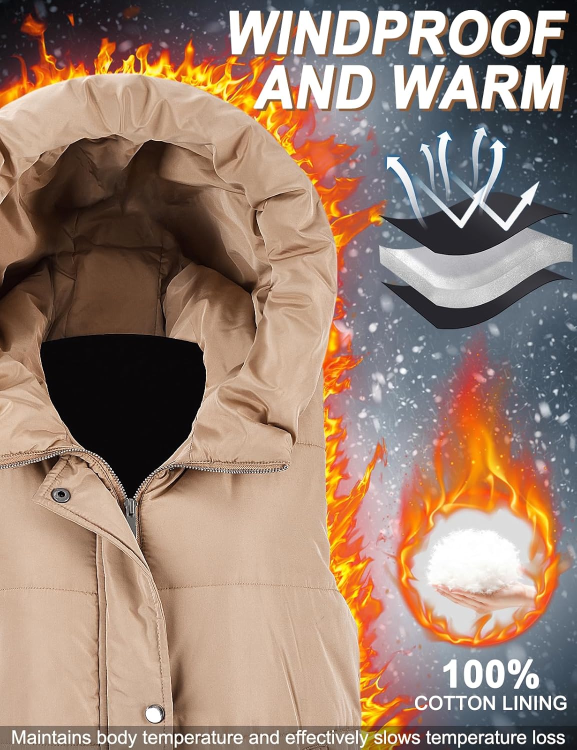 Long Puffer Vest Women Quilted Hooded Vest Zip Up Sleeveless Vests Outerwear Padded Jacket Warm Winter Coat 2025 - Image 4