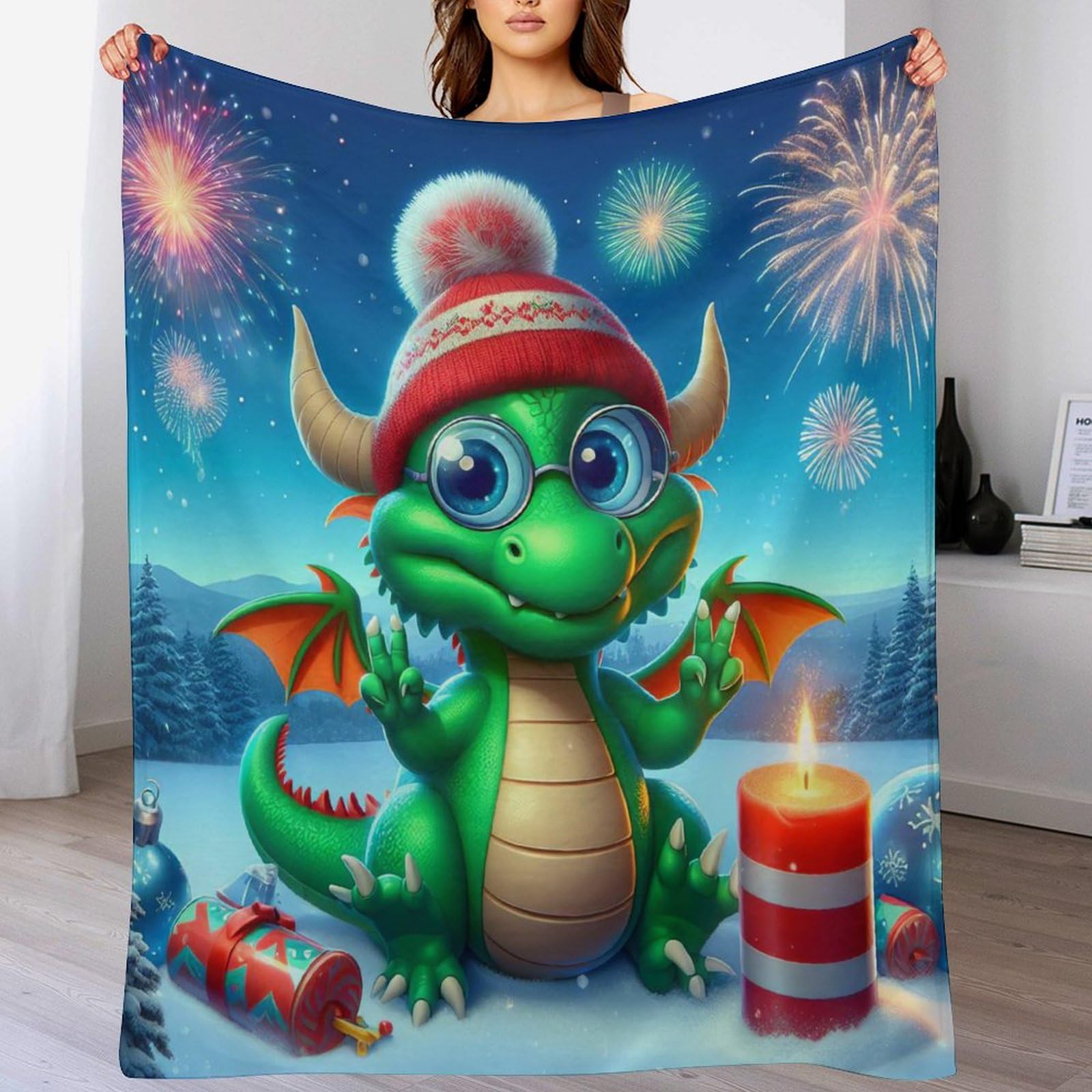 Plaid polaire ptérosaure jete de canape en flannel douce chaude 180x200cm
