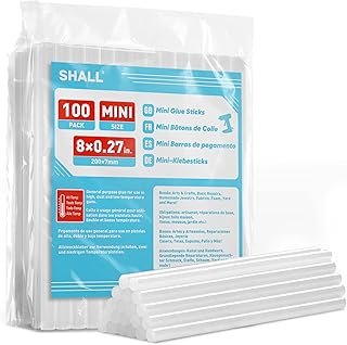 SHALL Mini Hot Glue Sticks, 0.27” Dia x 8” Long, 100-pack Clear Hot Melt...