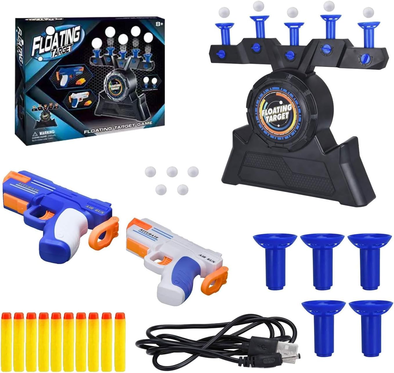 Hover Shot Floating Target Game Indoor & Outdoor Floating Ball Shooting Game with Foam Blaster Gun, 10 Bullets, Toys and Games for Kids and Adults Target Practice, Gift Toys for Kids, Shot toy