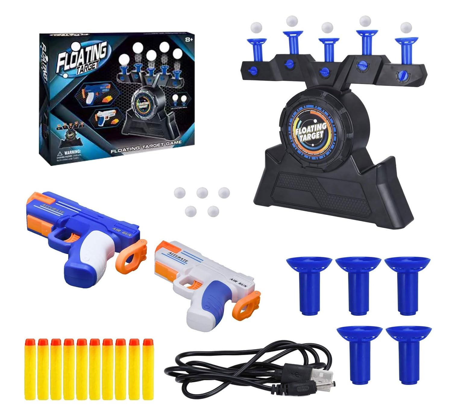 Eoptify Hover Shot Floating Target Game Indoor & Outdoor Floating Ball Shooting Game with Foam Blaster Gun, 10 Bullets, Toys and Games for Kids and Adults Target Practice, Gift Toys for Kids, Shot toy