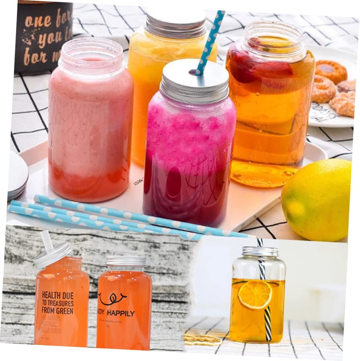 10pcs Food-Grade Thicken Plastic Bottles Aluminum Caps Large Capacity Milk Tea Bottles Portable for Beverages and Food Storage