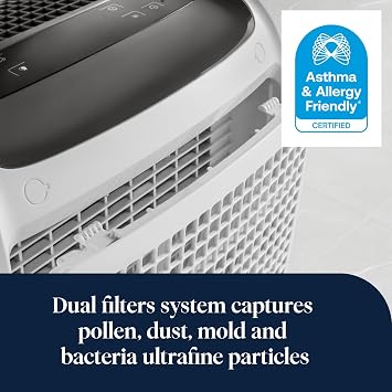 De'Longhi Tasciugo AriaDry Multi - Portable Home Dehumidifier, Moisture Absorber 20L/Day, Clothes Dryer, Anti-Mold, Low Noise Level, Timer, White (DDSX220)