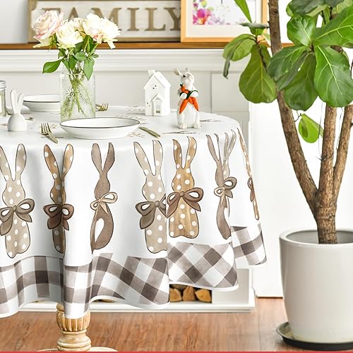 Miniatura 3 de Horaldaily Mantel redondo de Pascua de 70 x 70 pulgadas diseño de zanahorias primaverales para decoración de fiestas picnic cenas