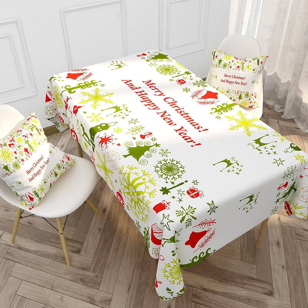 Manteles Antimanchas Estampado Navideño Colorido Mantel de Tela Confeccionado Mantel Mesa Rectangular Cuadrado Encerado Mantel a Prueba de Polvo Cocina 140 x 180cm.