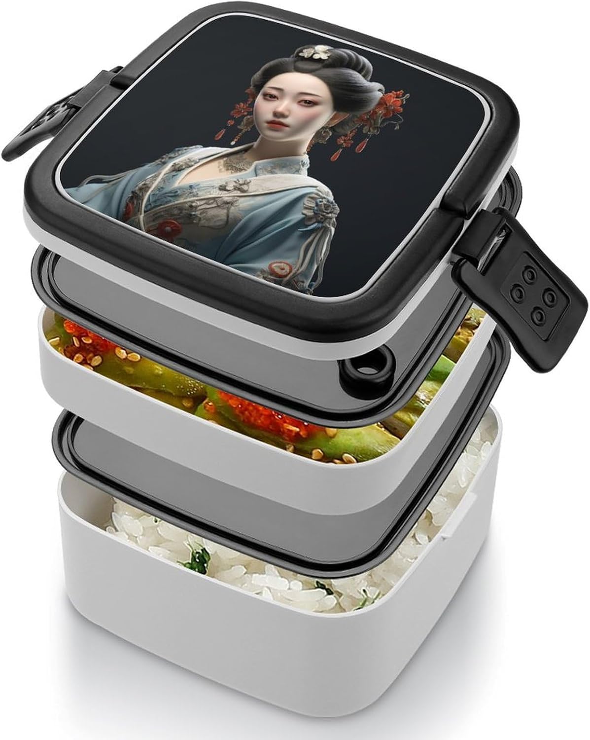 Adults Lunch Box Adult Bento Box Stackable Bento Box BPA-Free Asian Classical Woman Lunch Box Food Container Ideal for Meal Prep, Work, And On The Go