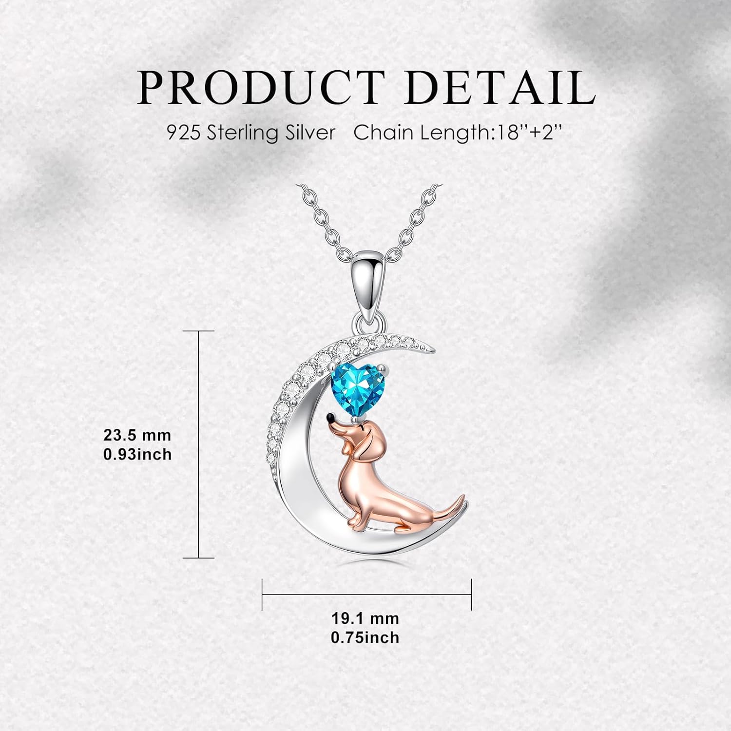 PROESS Animal Birthstone Necklace 925 Sterling Silver Otter/Axolotl/Hippo/Elephant/Dachshund Pendant Necklace Animal Birthstone Jewelry Gifts for Women