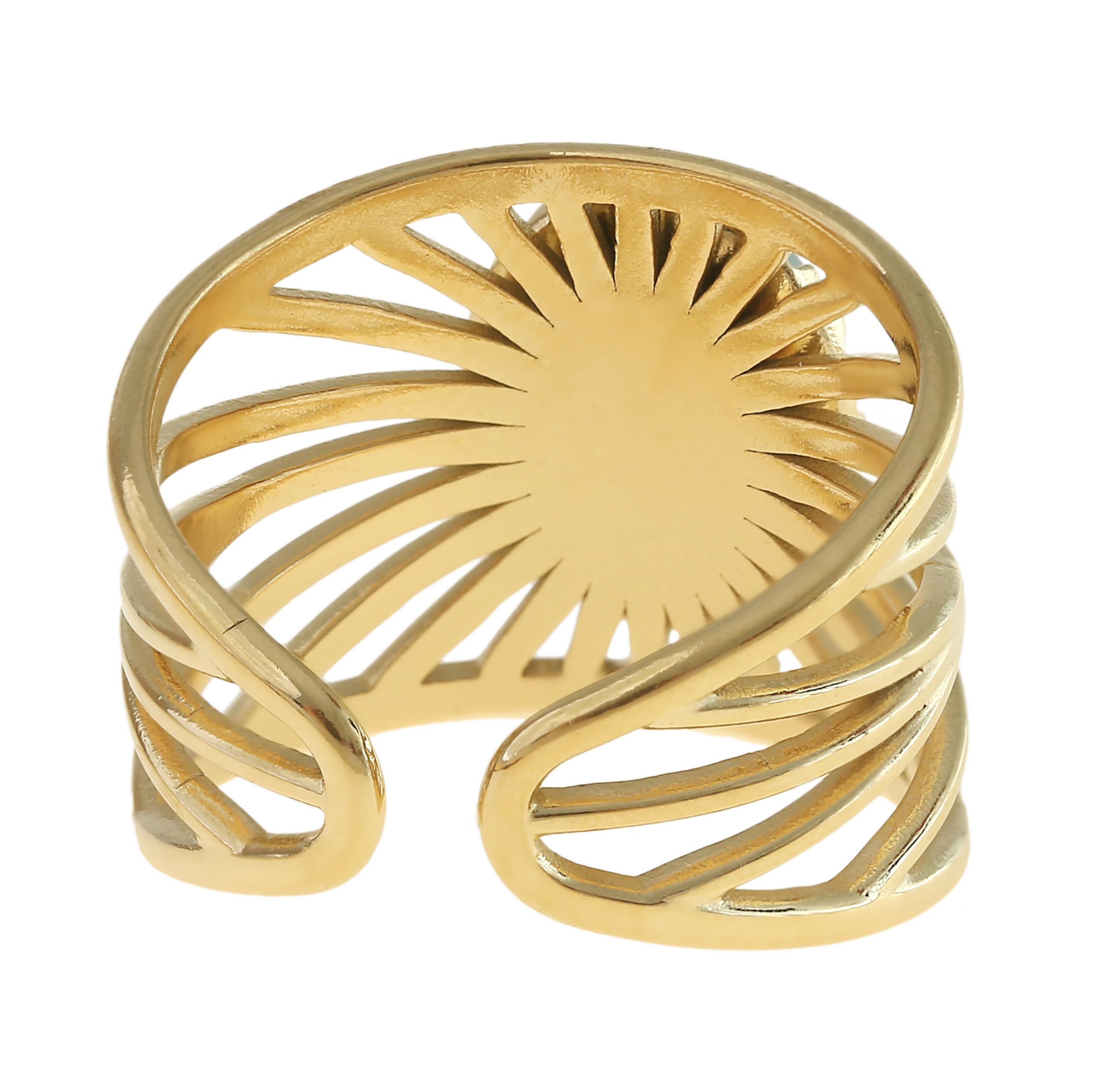 Made by Nami Boho Ring Gold Damen mit Edelstein Ring Verstellbar aus Chirurgischem Edelstahl Geschenke für Frauen Wasserfester Schmuck Hypoallergen