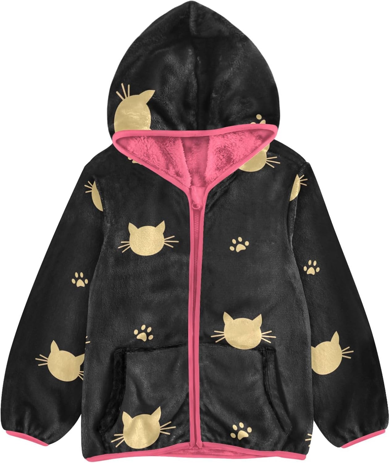 Cute Gold Cats Silhouette Sherpa Fleece Girls