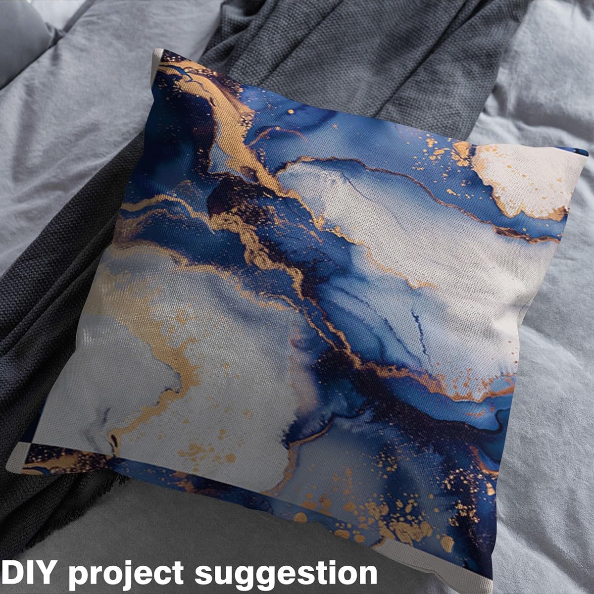 Erosebridal Watercolor Marble Fabric by The Yard,Marble Texture Upholstery Fabric,Metallic Marble Decorative Fabric,Gold Blue Indoor Outdoor Fabric,Contemporary Abstract Waterproof Fabric,2 Yards
