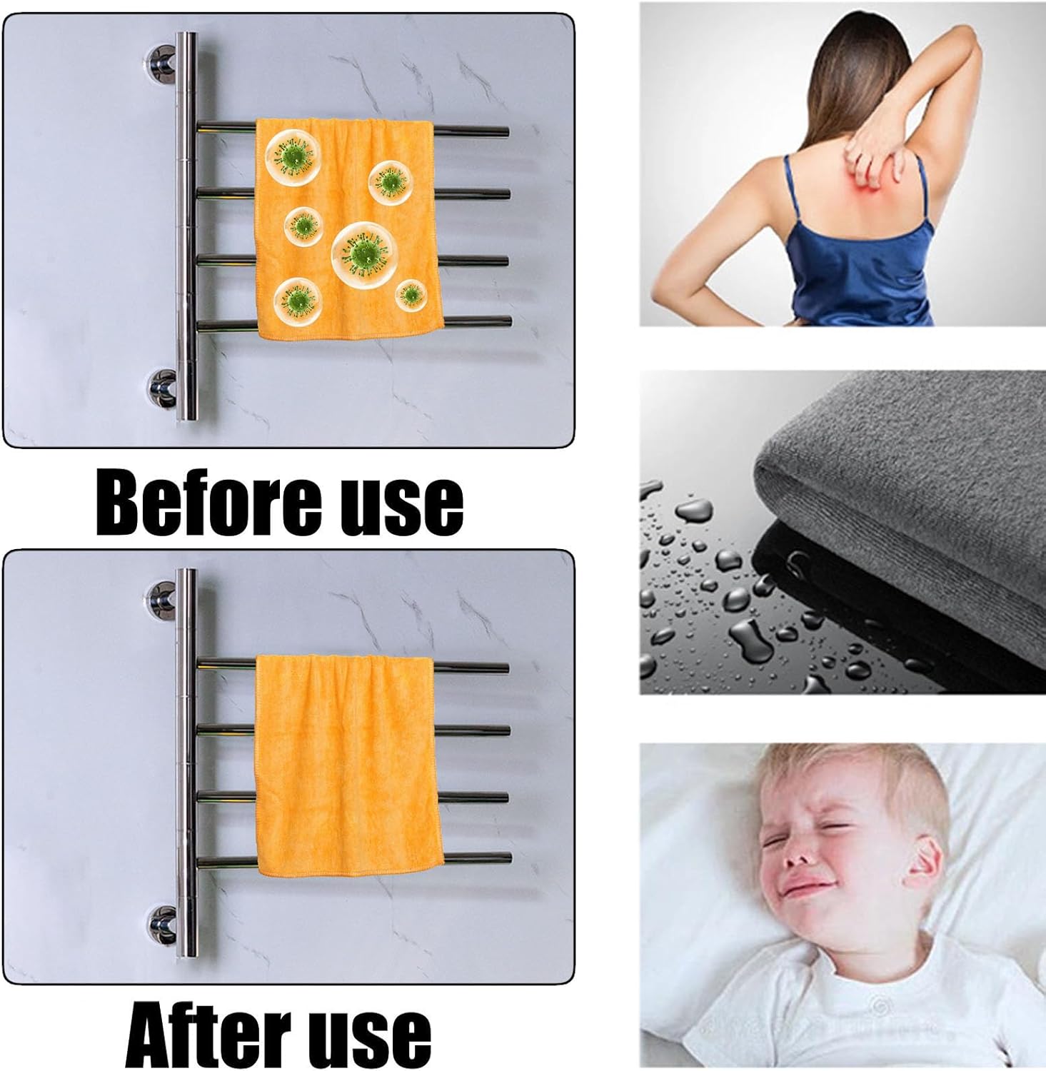 Plug in,Wall Mounted,Constant Temperature Heated Towel Drying Rack Stainless Steel,Heated Towel Racks for Bathroom Swivel