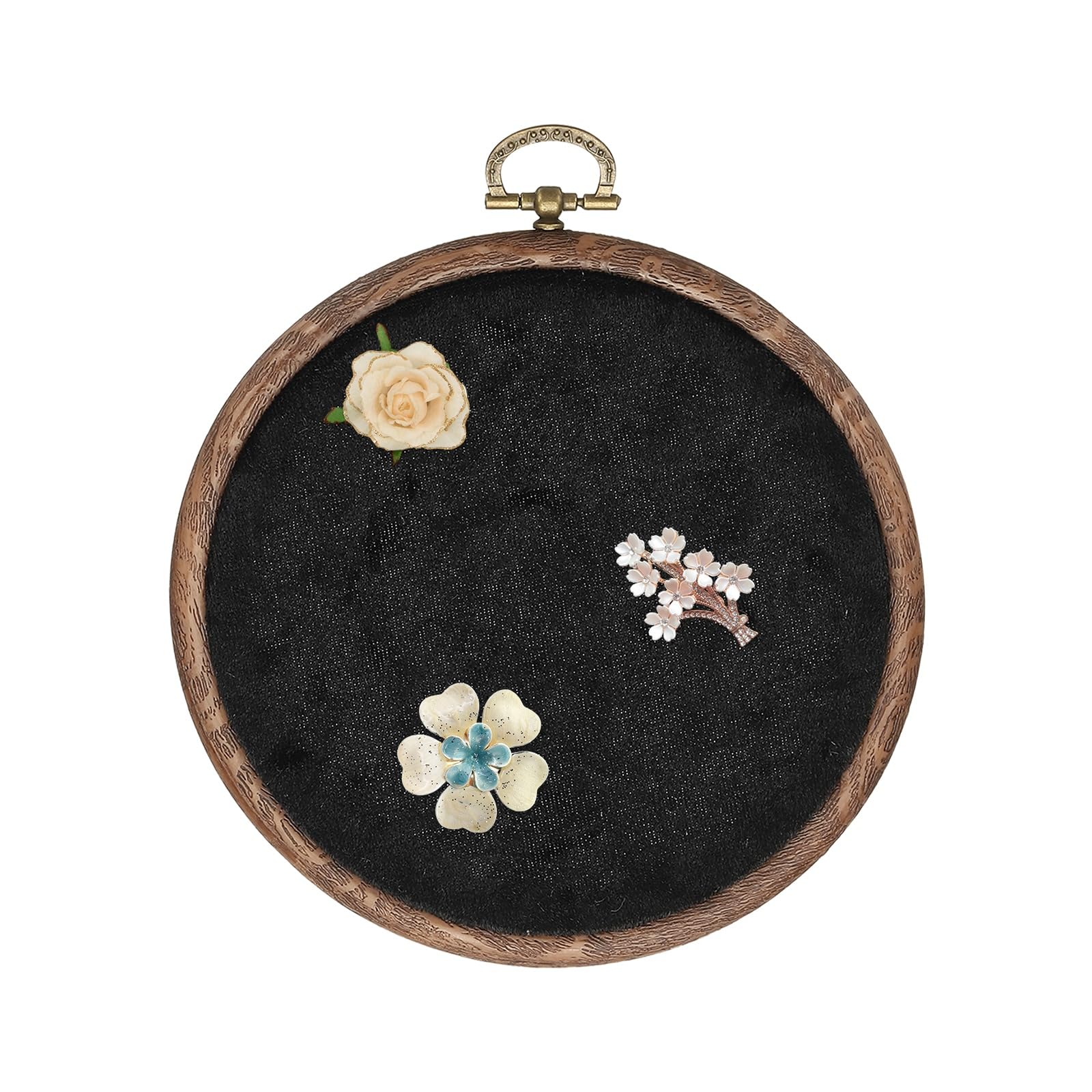 sourcing map Round Pin Display Board, 13.5cm Velvet Wall Hanging Brooch Jewelry Display Stand Storage Holder for Enamel Pins Badges Brooches Jewelry Collection, Black