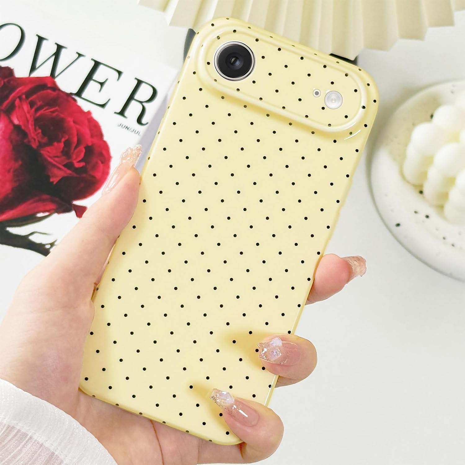 Hython for iPhone Air Case Cute Polka Dot Aesthetic Design Simple Cover 6.5", Thin Slim Anti-Scratch Soft TPU Bumper Shockproof Rubber Protective Phone Cases for Women Girls Girly Boys, Yellow thumbnail