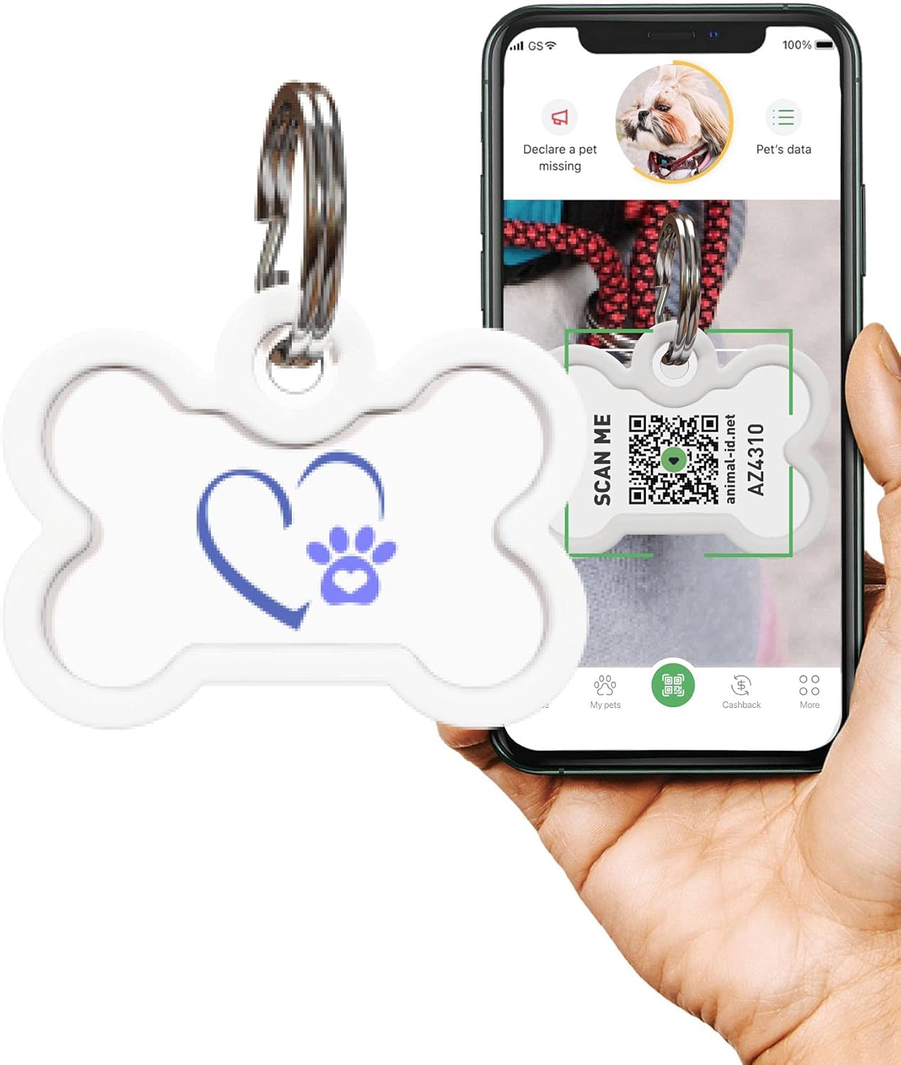 ROVERTAGS Tags for Dogs - Small Dog Tag & Cat Tag - Pet Id Tag - Scannable QR Code Pet Tags for Location - Cat Id Tag & Dog Id Tag with Online Profile - Funny Dog Tags - Tags for Your Pets : Pet Supplies