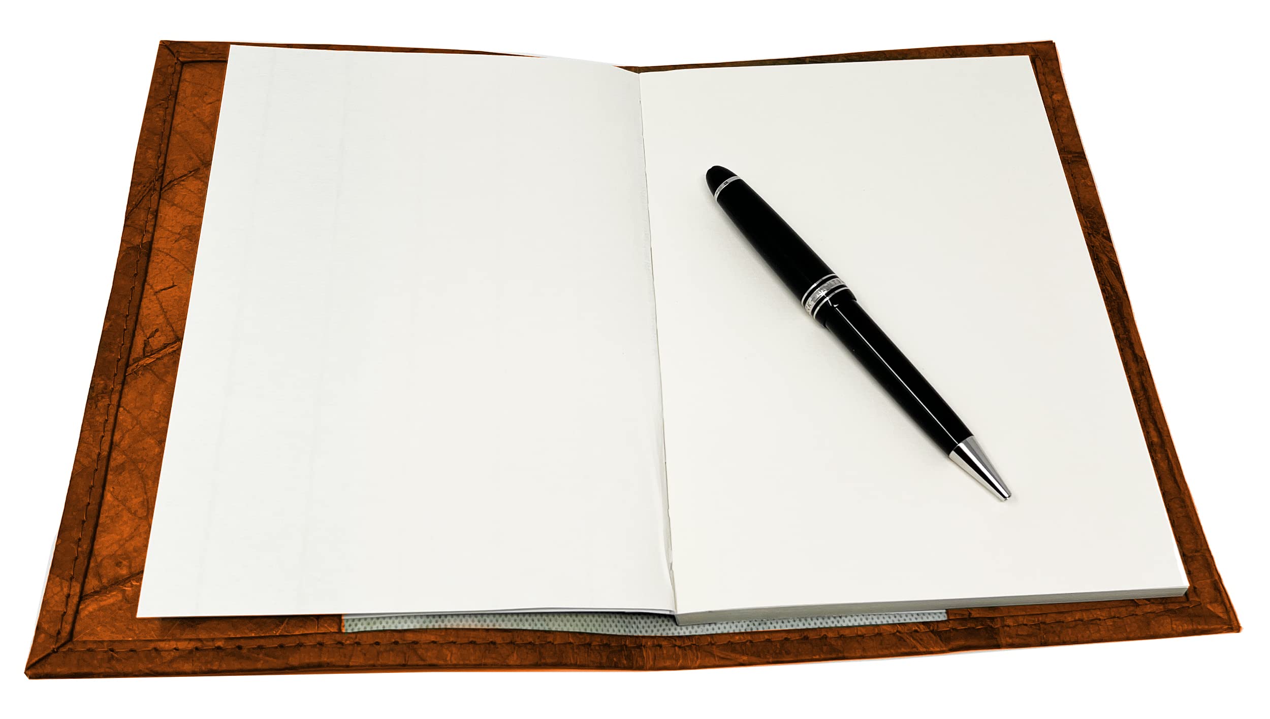 NELUHA Notebook A5 Blank Refillable Teak Leaves Vegan Sustainable Leather Alternative Diary Book Journal Book Cover Travel (Orange) - Image 4