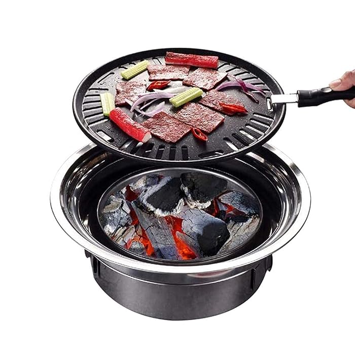 Buy Portable Charcoal Grill, Tabletop BBQ Grill, Round Barbecue Stove