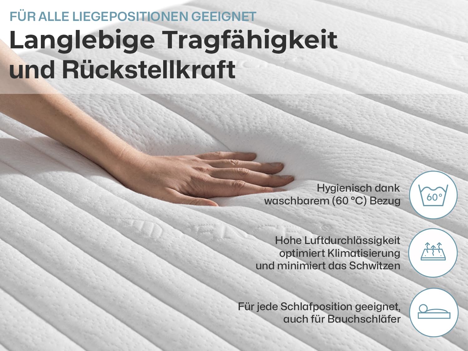 Ravensberger Matratzen Struktura-MED Gel Komfortschaummatratze – 7-Zonen – 90 x 200 cm – Härtegrad H2 – mit Gel-Auflage – waschbarer Tencel-Bezug – Oeko-TEX® Zertifiziert – produziert in Deutschland