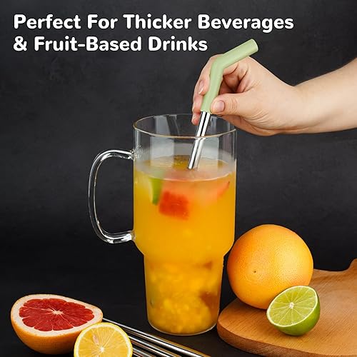 Miniatura 7 de Tomorotec Pajitas de 40 onzas, popote de acero inoxidable de 12 pulgadas con punta extensora de silicona para vaso Stanley Adventure Quencher H2.0,