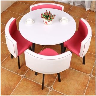 Moderno juego de mesa y silla de oficina minimalista para recepción en casa, opción de color blanco/rosa