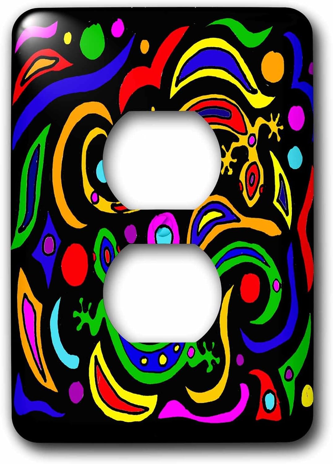 3dRose lsp_201757_6 Colorful Geckos Abstract Art - 2 Plug Outlet Cover