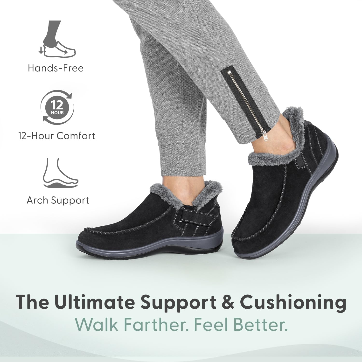 Orthofeet Women's Orthopedic Leather Lorin Hands-Free Slipper - Image 2