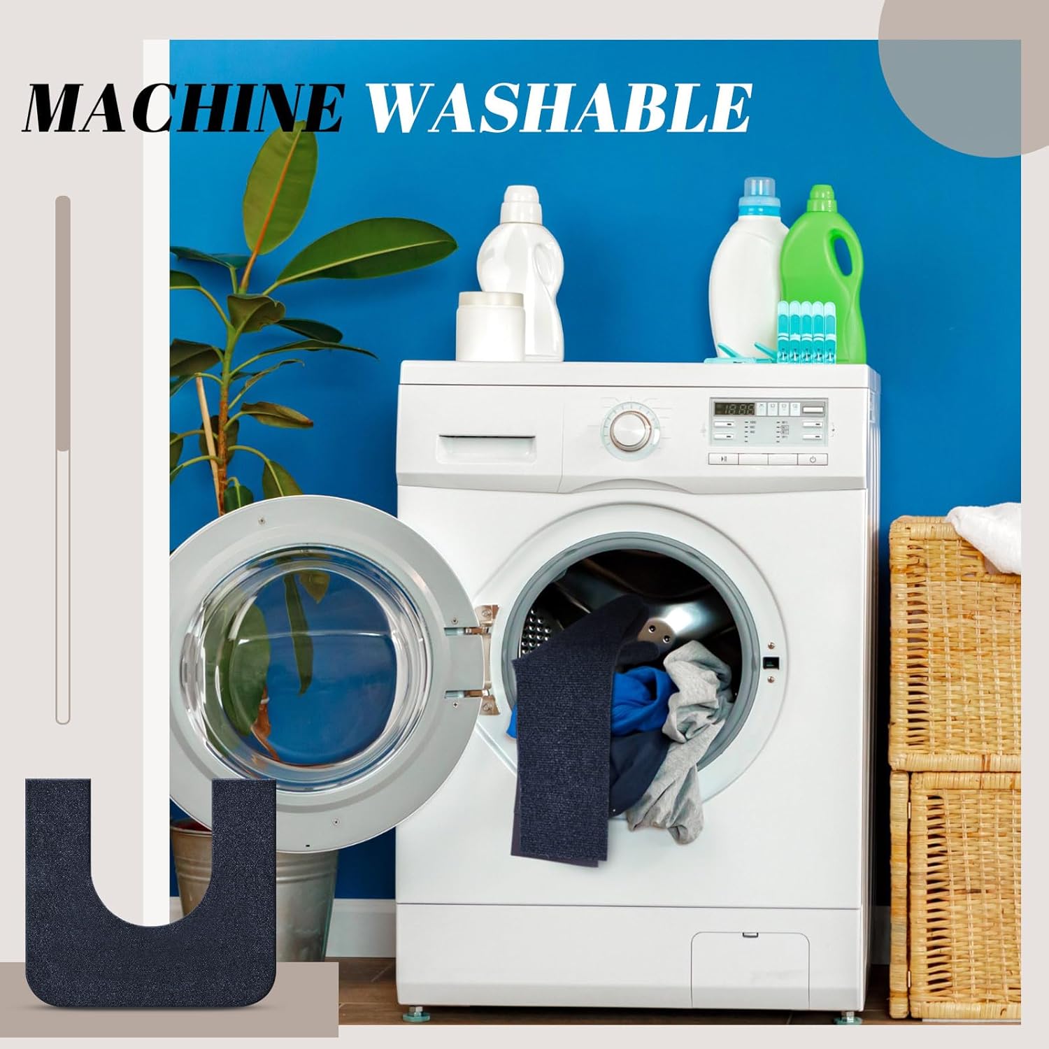 6 Pack Toilet Mat Round Commode Potty Training Urinal Mats Rubber Toilet Training Rug Pads Absorbent Rugs U Shaped Urinal Floor Mats for Bathroom Restroom, Gray - Image 5