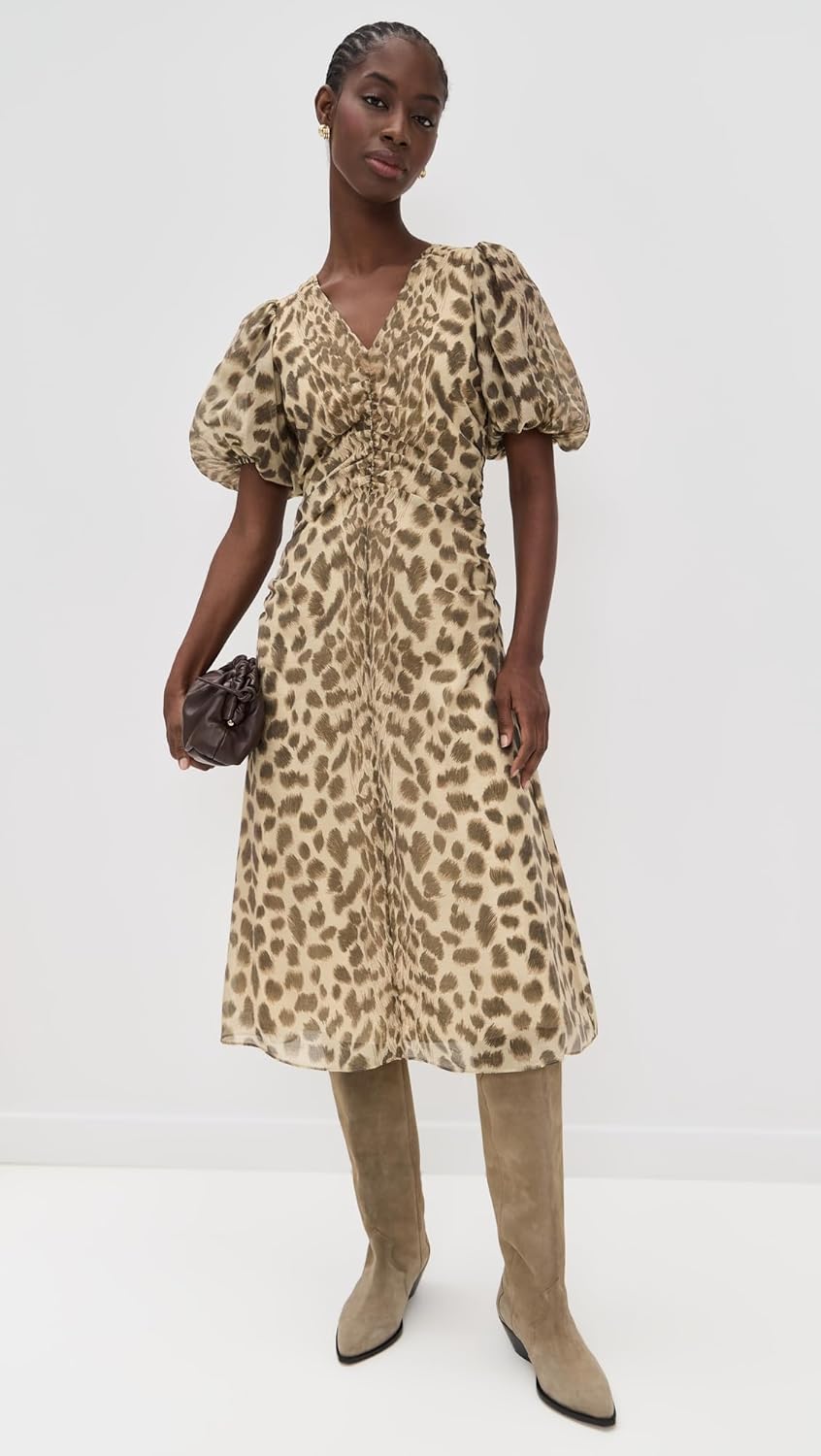 Sea Women's Claude Print Puff Sleeve Midi Dress - Image 5