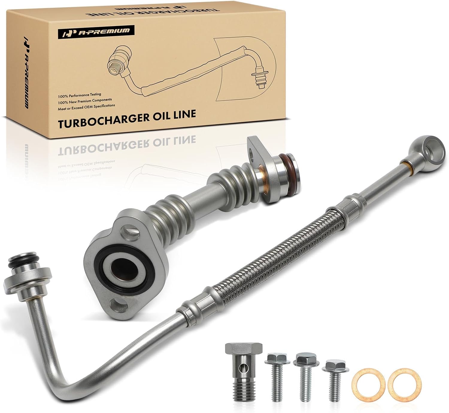 A-Premium Turbocharger Oil Supply Line and Return Line Compatible with Ford Fusion 2017-2018, 2.0L