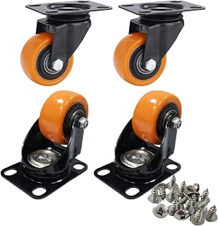1.5 inch Heavy-Duty PU Casters Wheels | 400lbs Capacity,Double Ball Bearings,Set of 4 (2 Swivel +2 Rigid) quiet Non-marking both indoor and outdoor use