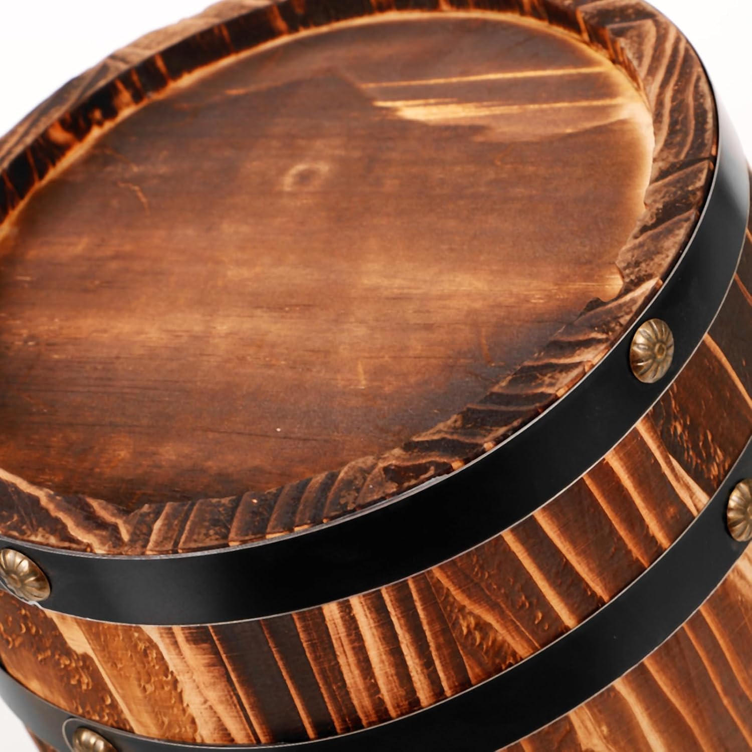 BESTOYARD Wood Wine Barrel Whiskey Barrel Bucket Aging Barrel Vintage Planter Container Water Wishing Well Pail for Home Kitchen Bar Summer Party Decoration Dark Brown, 20.00X16.00X16.00CM