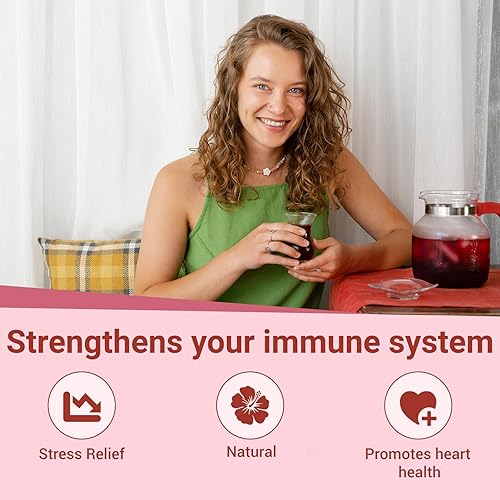 Miniatura 3 de Bolsas de té de hibisco, 100% naturales de flores de hibisco, bolsas de té de alta presión arterial, sin azúcargluten, sin cafeína, 50 unidades