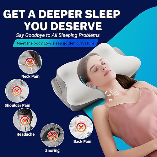 Miniatura 4 de Almohada cervical para dormir, almohadas de espuma viscoelástica ergonómicas de contorno de cama, almohadas para dormir de lado para adultos,