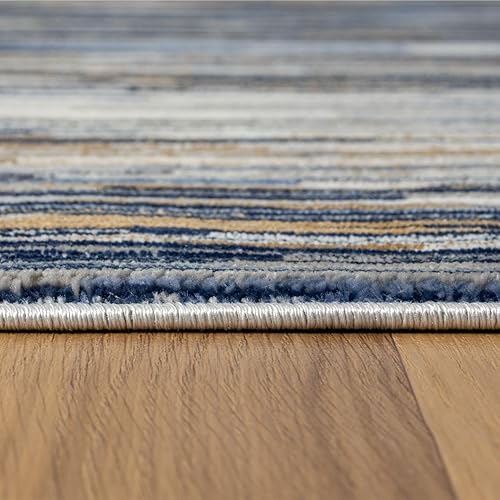 Miniatura 5 de LUXE WEAVERS Marble Collection 466 - Alfombra de área de rayas abstractas azul 6x9